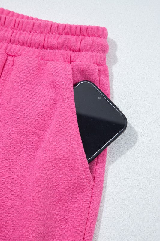 Pink Raw Edge Henley Set