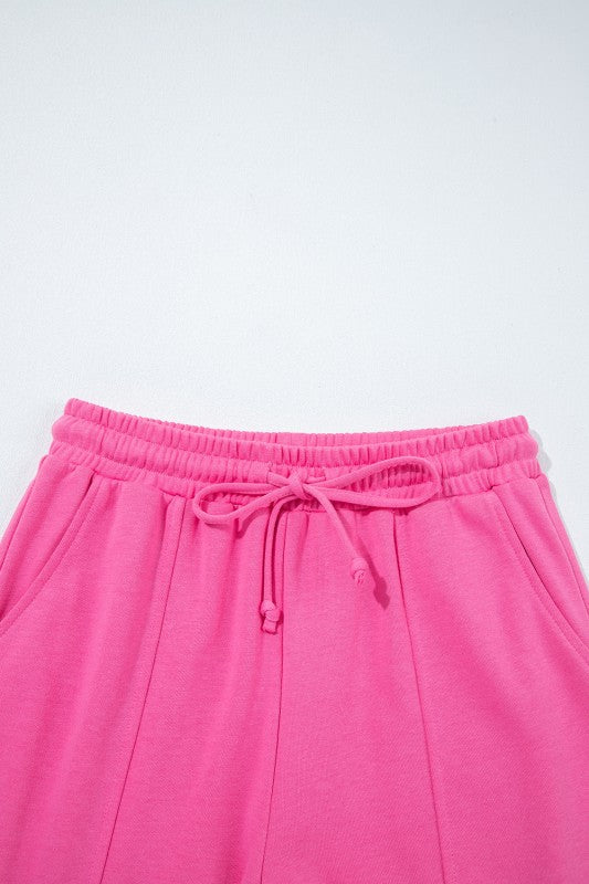 Pink Raw Edge Henley Set