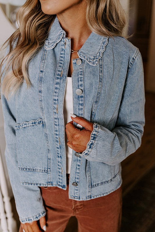Scalloped Collar Denim Jacket