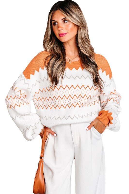 Zig Zag Geo Print Sweater