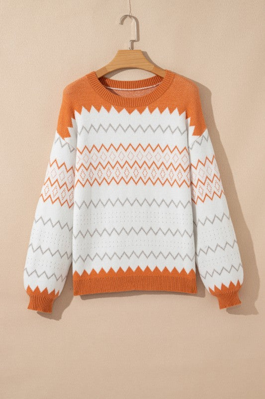 Zig Zag Geo Print Sweater