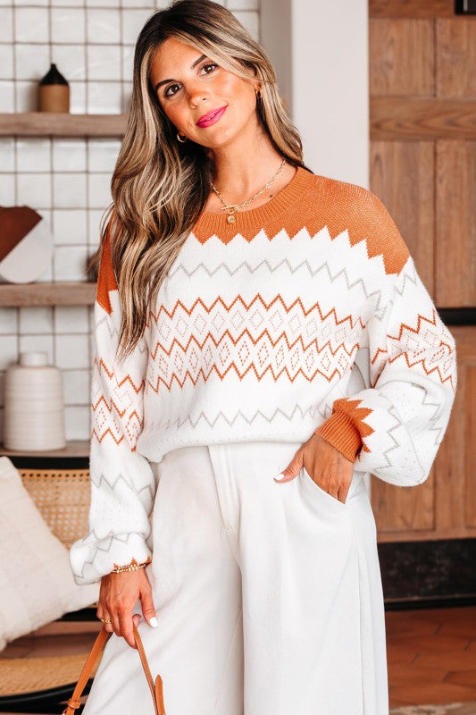 Zig Zag Geo Print Sweater