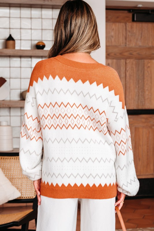 Zig Zag Geo Print Sweater