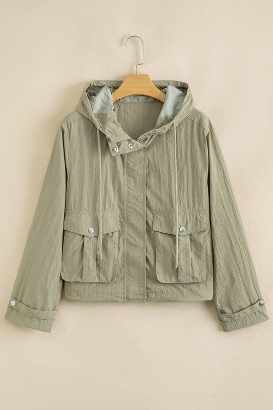 Olive Green Cropped Utility Jacket