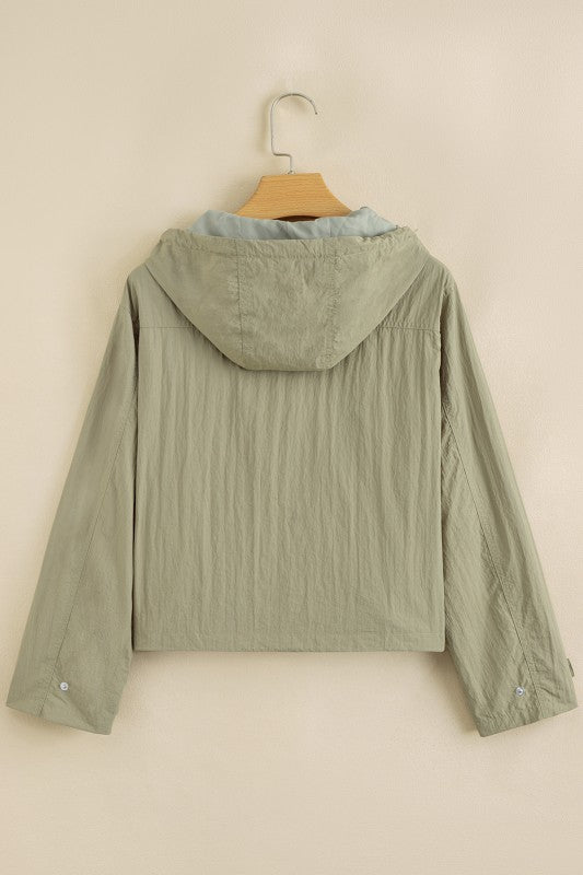 Olive Green Cropped Utility Jacket