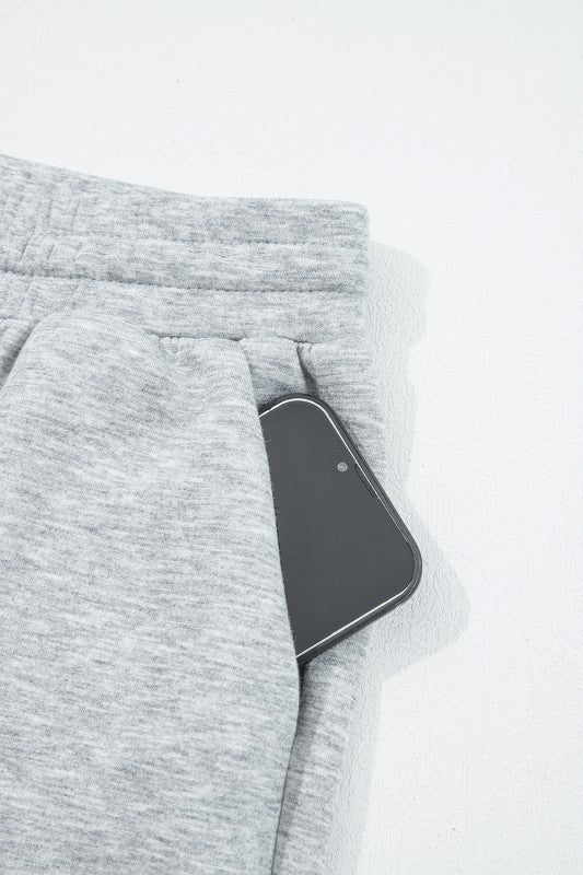 Zip Collar Drawstring Pants Set