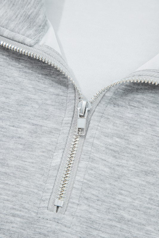 Zip Collar Drawstring Pants Set