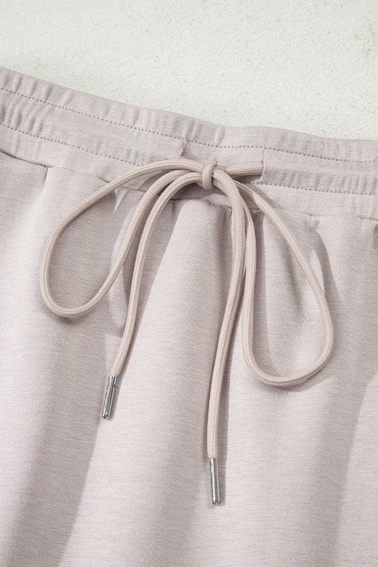 Neutral Knit Skirt Drawstring Set