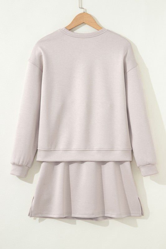 Neutral Knit Skirt Drawstring Set