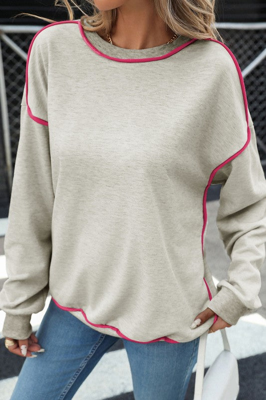 Pink Piping Pullover