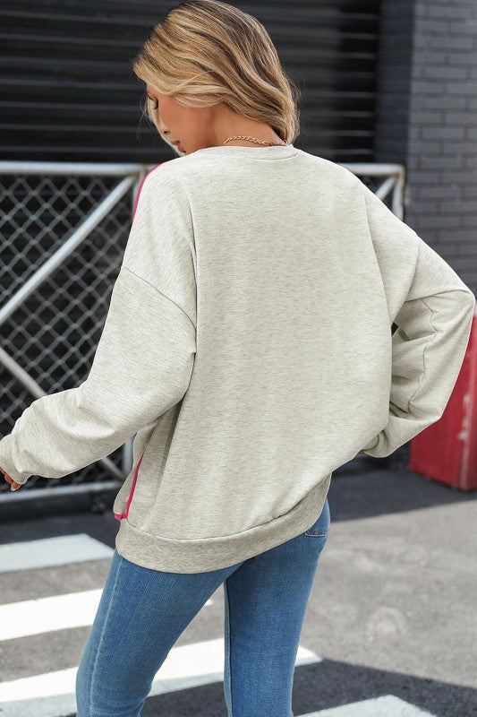Pink Piping Pullover