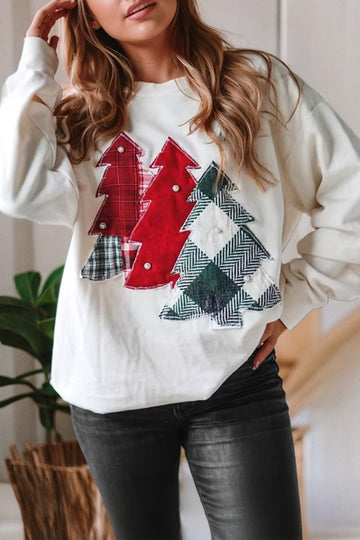 Plaid & Pearl Tree Sweater Pullover