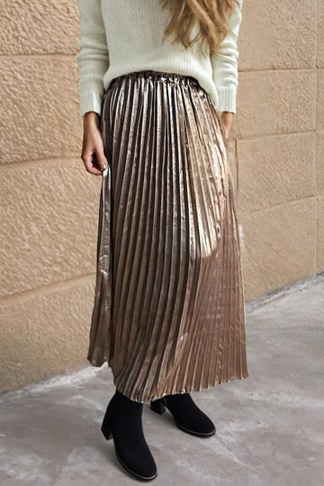 Metallic Pleated Skirt