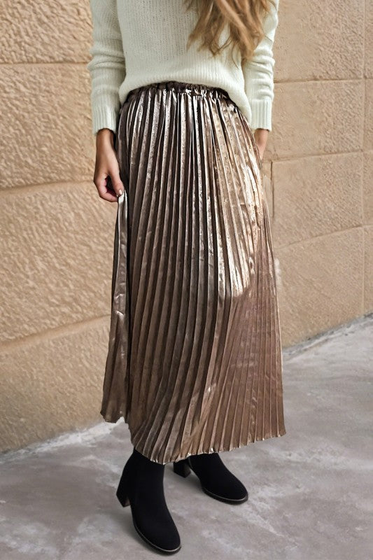 Metallic Pleated Skirt