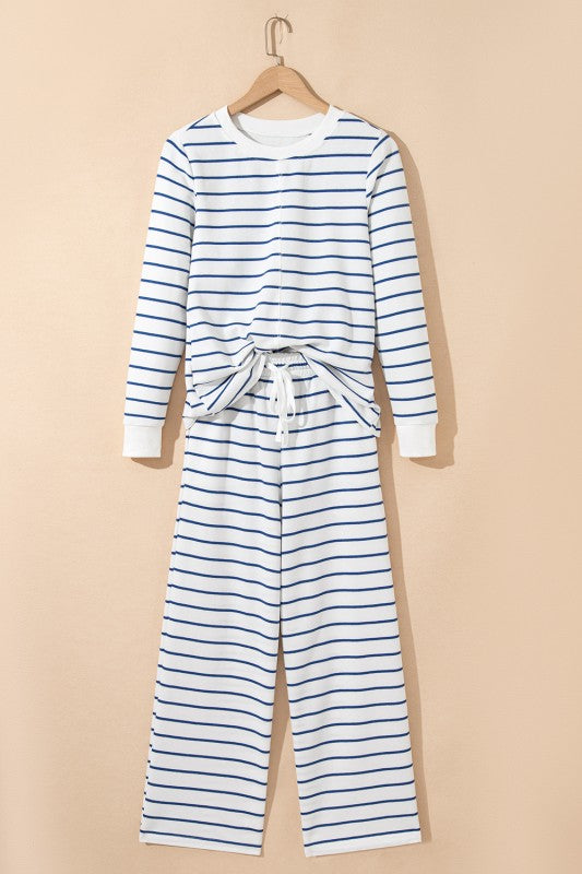 Blue Stripe Wide Leg Set