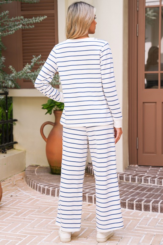 Blue Stripe Wide Leg Set