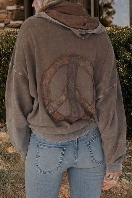 Mineral Wash Peace Hoodie