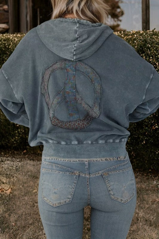 Mineral Wash Peace Hoodie
