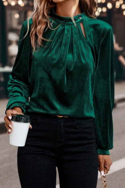 Side Keyhole Velvet Top - 2