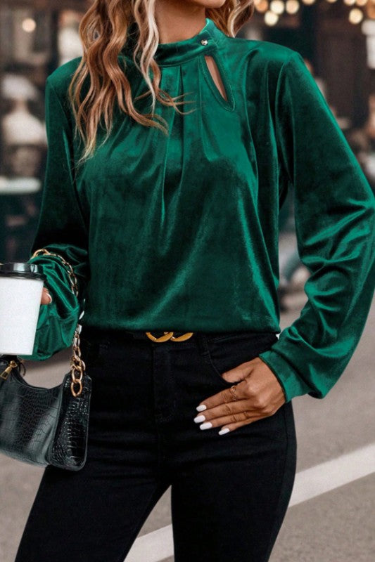 Side Keyhole Velvet Top - 2