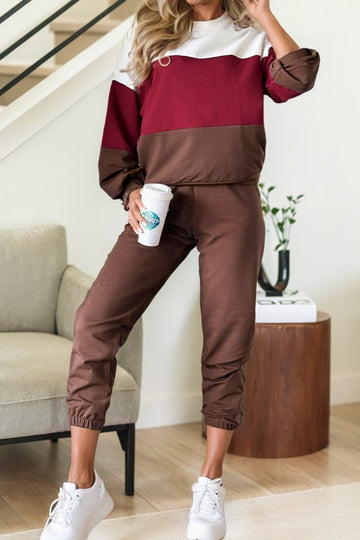 Burgundy & Mocha Jogger Set - 2