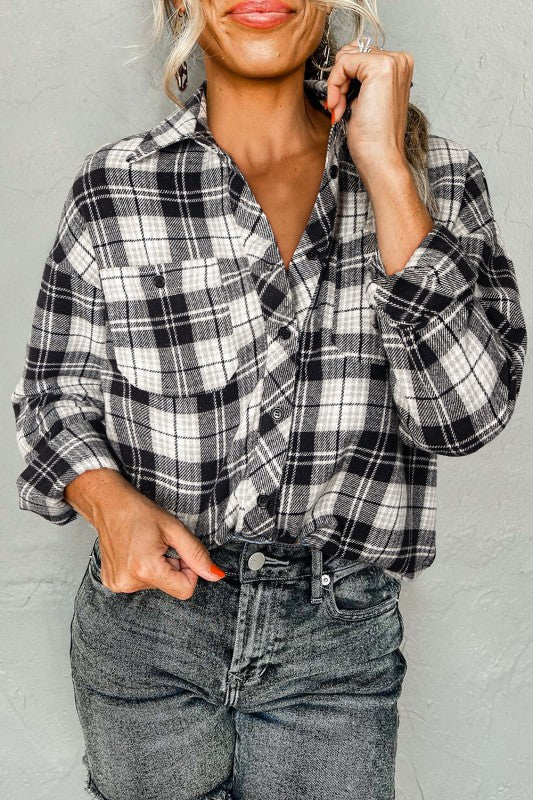 Black & White Plaid Button Down