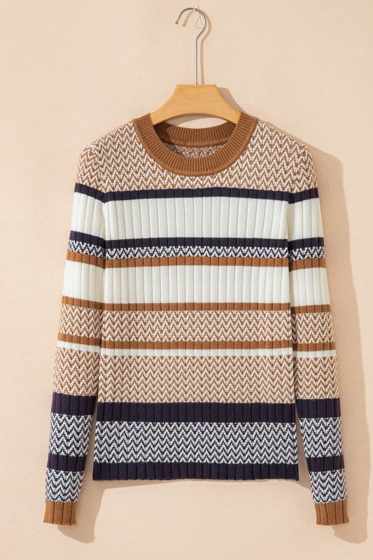 Mix Stripe Fall Ribbed Top