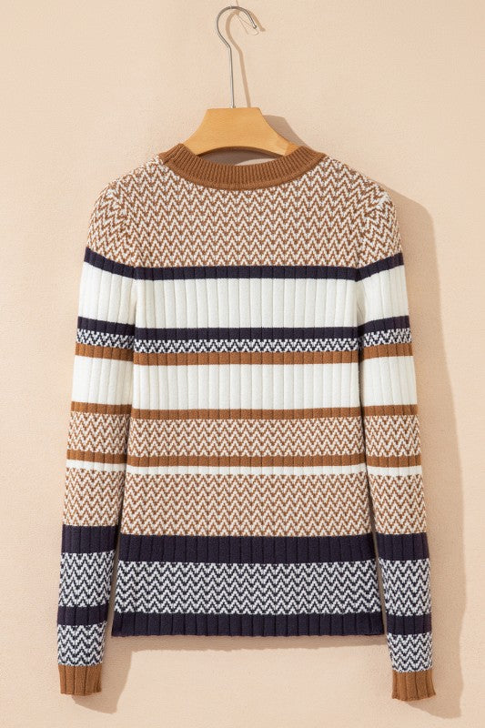 Mix Stripe Fall Ribbed Top