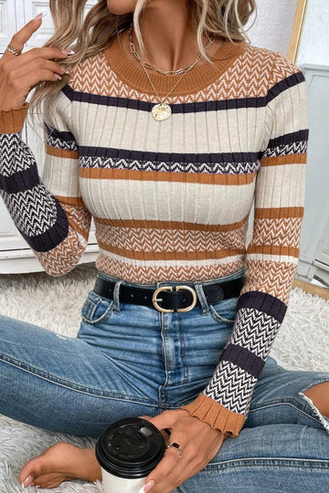 Mix Stripe Fall Ribbed Top