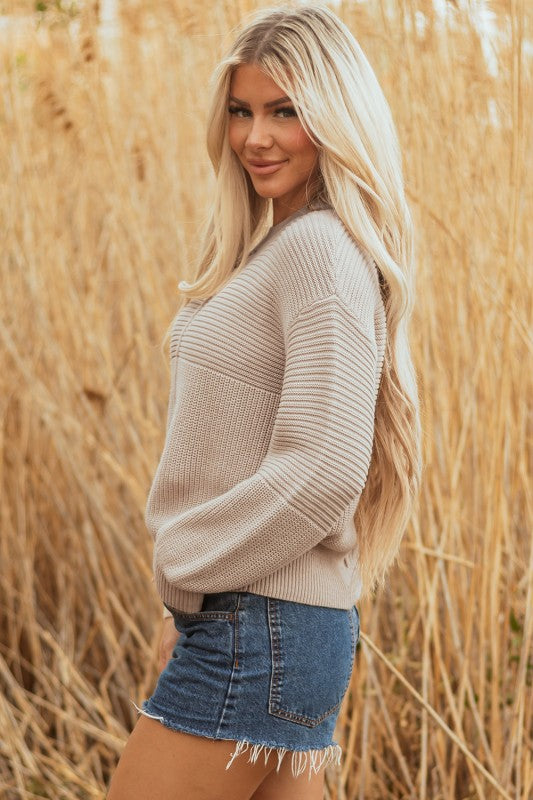 Textured Knit Puff Sleeve Sweater - 2