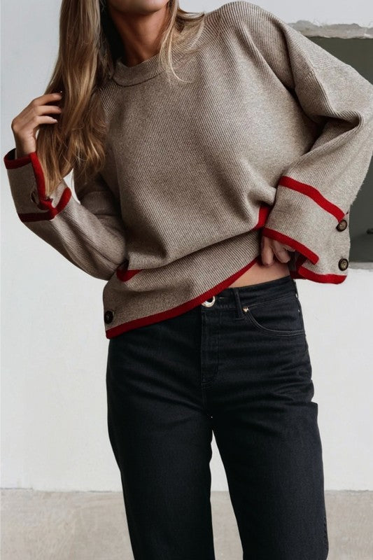 Contrast Stripe Pullover Sweater