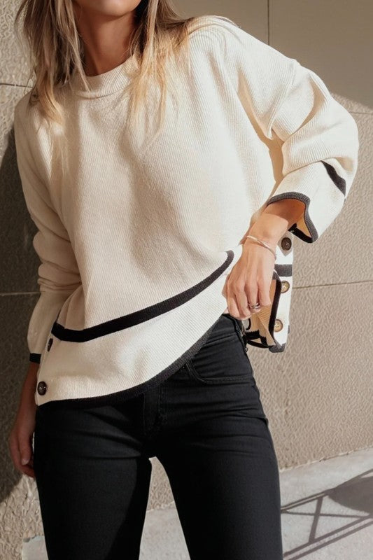 Contrast Stripe Pullover Sweater