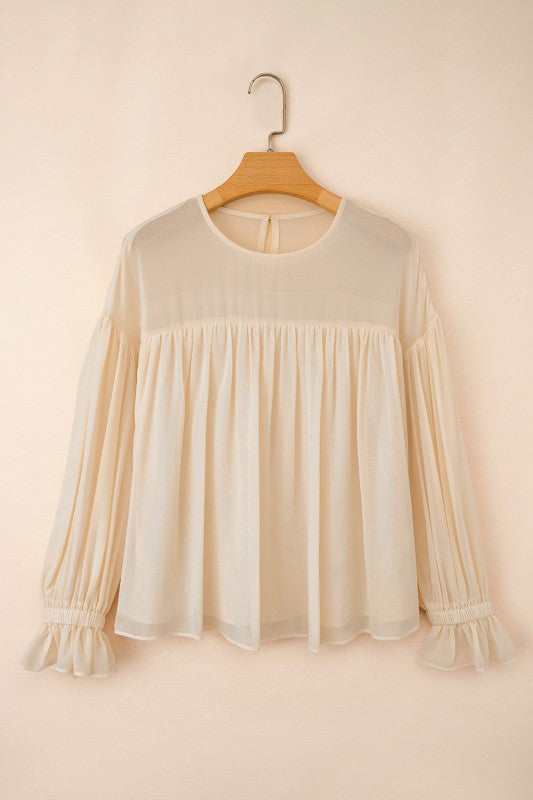 Ruffle Pleated Chiffon Blouse