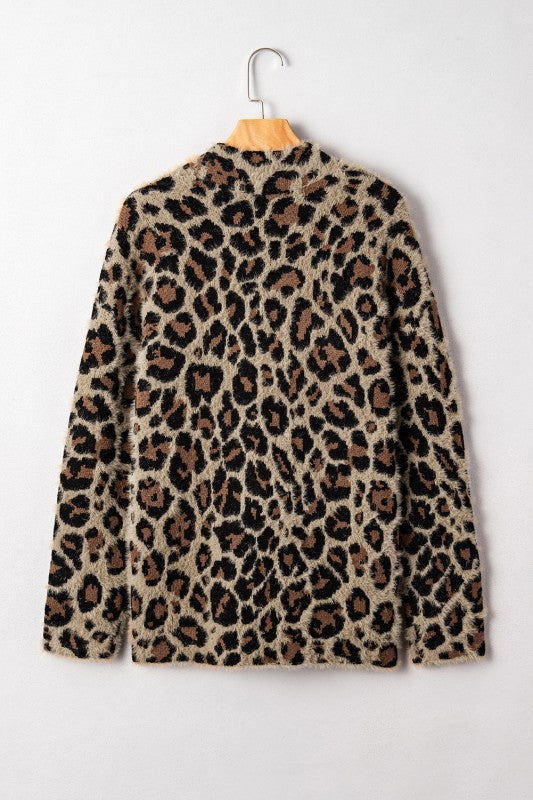 Textured Leopard Open Cardigan