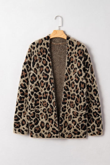 Textured Leopard Open Cardigan