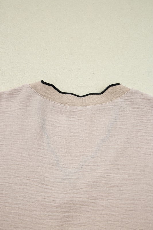 Ivory & Black Contrast Trim Blouse