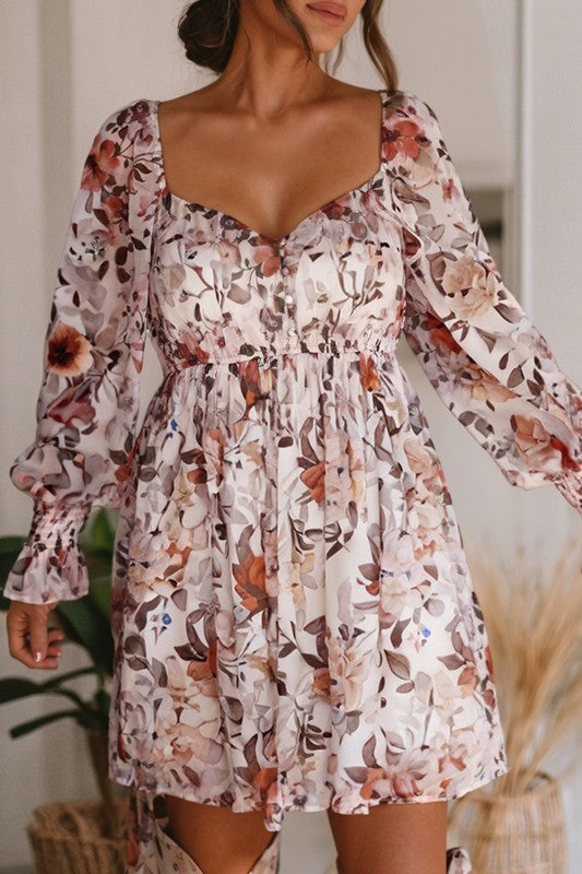 Sweetheart Neckline Floral Dress