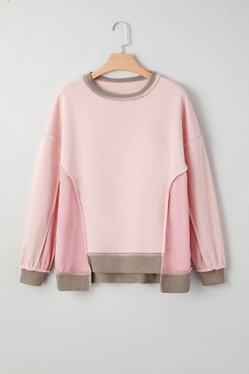 Soft Pink Waffle Patch Top