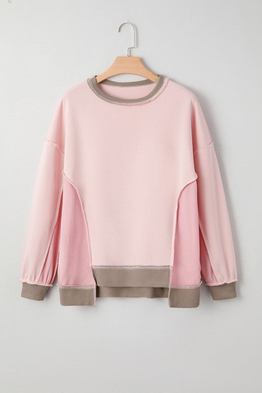 Soft Pink Waffle Patch Top
