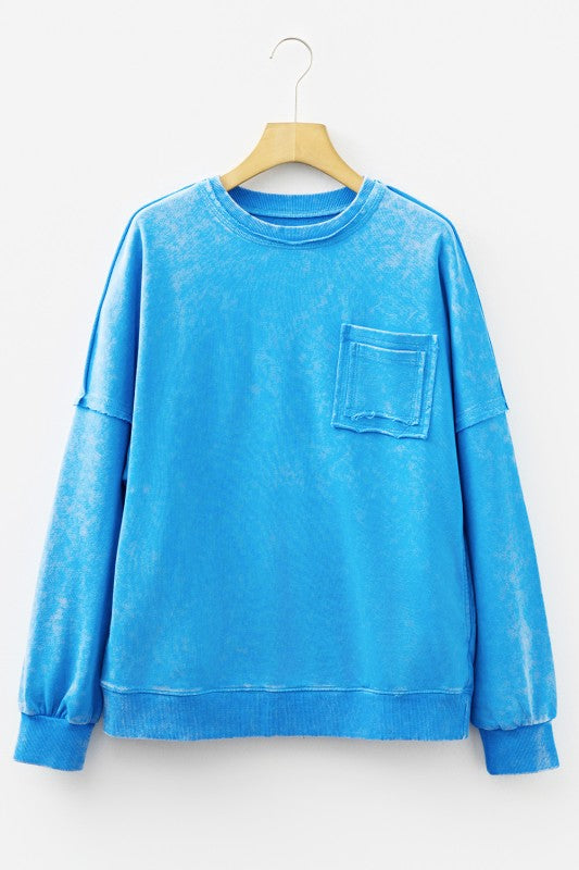 Blue Acid Wash Pullover