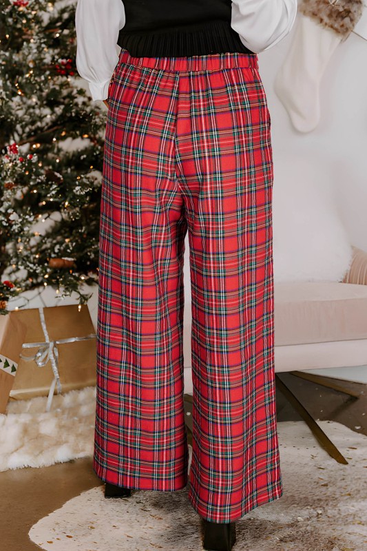 Wide Leg Christmas Plaid Pants