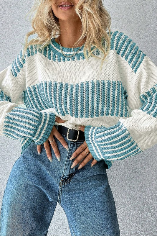 Stripe Patchwork Loose Fit Sweater