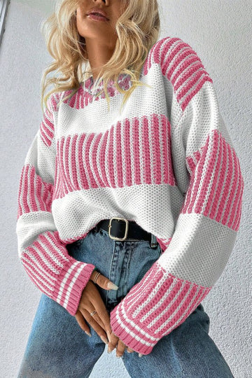 Stripe Patchwork Loose Fit Sweater