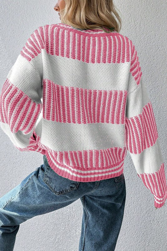 Stripe Patchwork Loose Fit Sweater