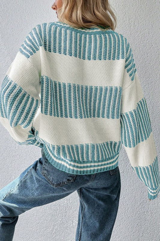 Stripe Patchwork Loose Fit Sweater