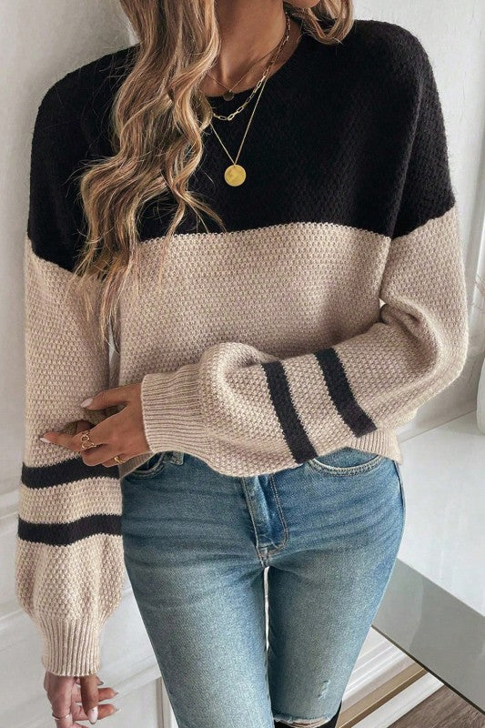 Knit Striped Sleeve Pullover - 2