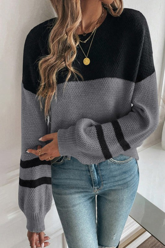 Knit Striped Sleeve Pullover - 2
