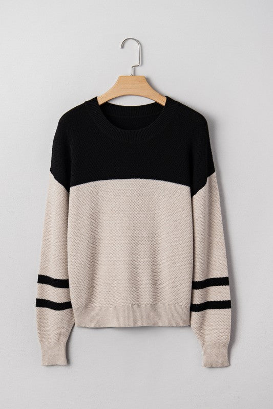 Knit Striped Sleeve Pullover - 2
