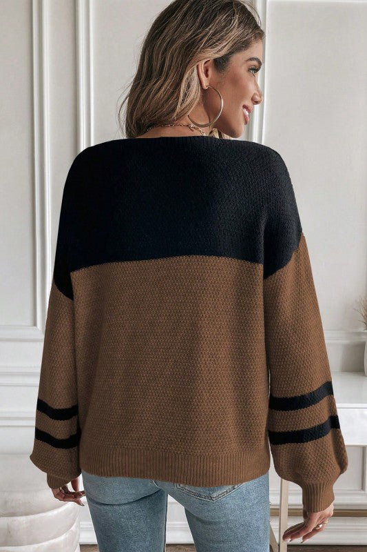 Knit Striped Sleeve Pullover - 2