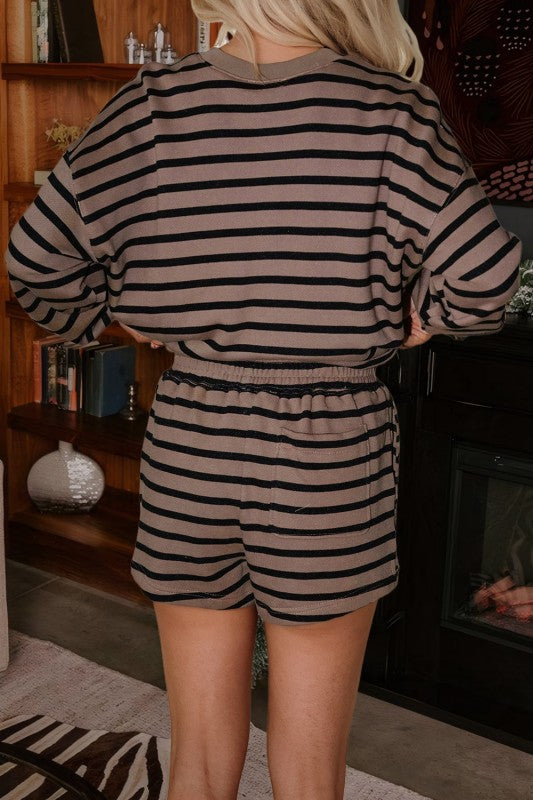 Mocha Striped Lounge Set